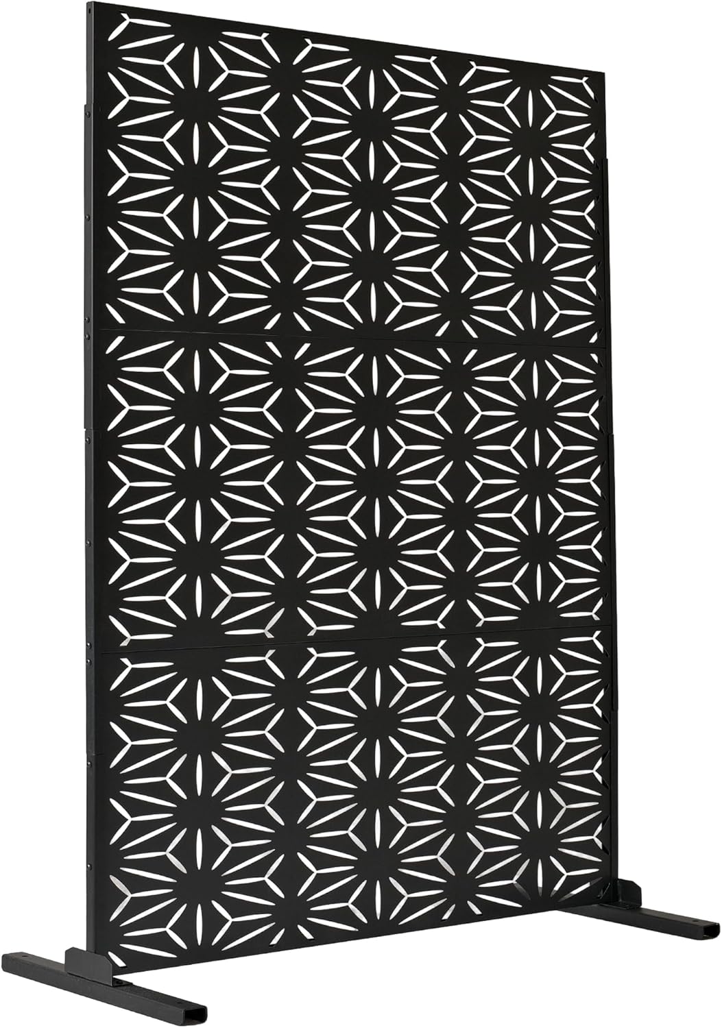 6 ft. X 4 ft. Black Freestanding Metal Privacy Screen Room Divider with Flower Box