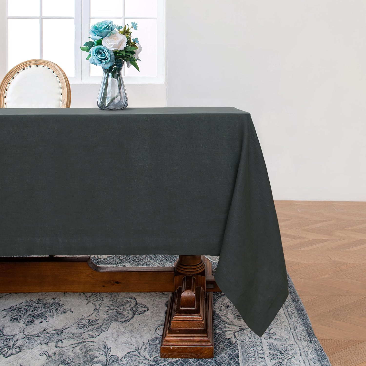 Linen World Linen Tablecloth,100% French Linen Round Tablecloth 60" Inch,Washable Natural Tablecloth for Dining,Outdoor,Weddings and Restaurants,Decorative Thanksgiving Christmas