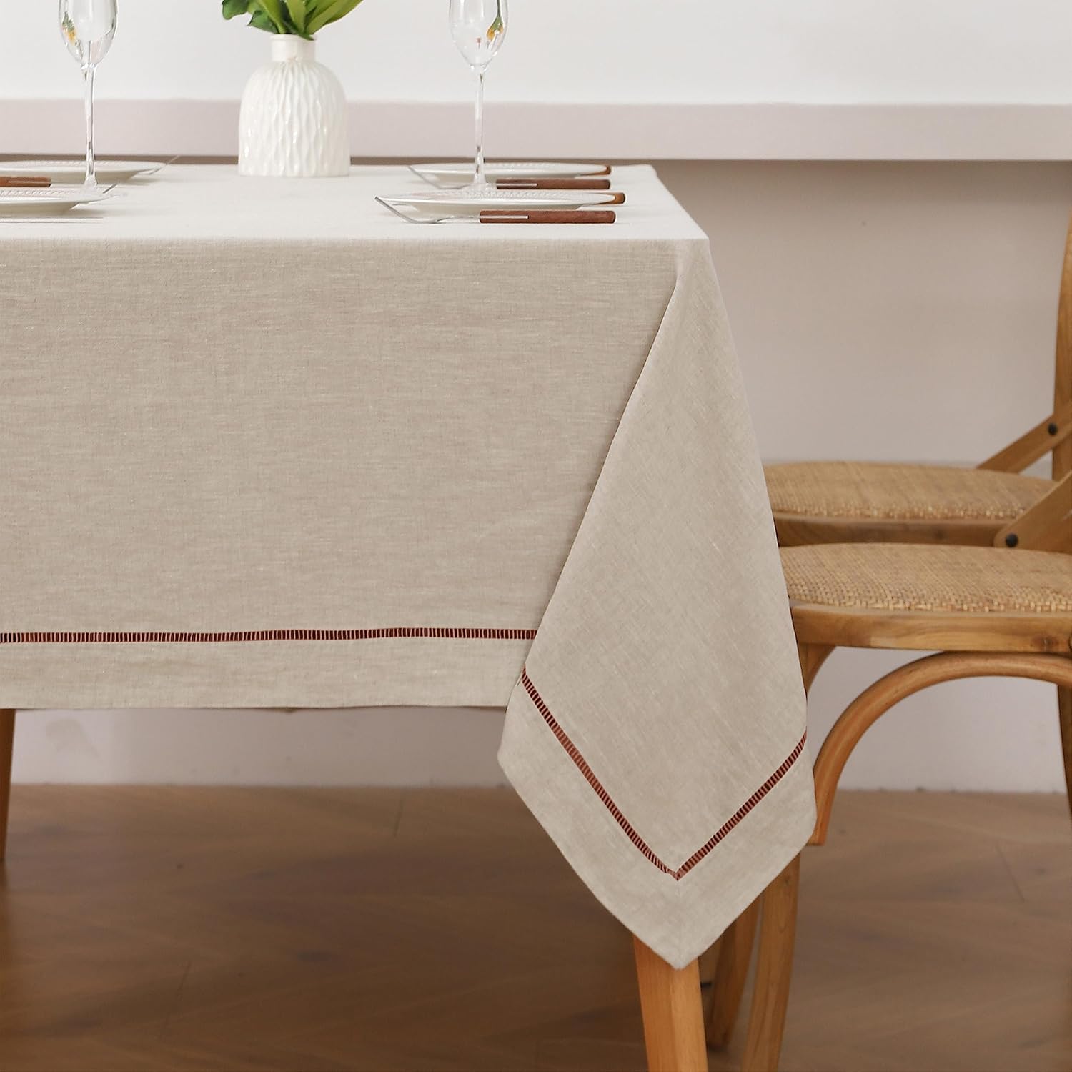 Linen World Linen Tablecloth,100% French Linen Round Tablecloth 60" Inch,Washable Natural Tablecloth for Dining,Outdoor,Weddings and Restaurants,Decorative Thanksgiving Christmas