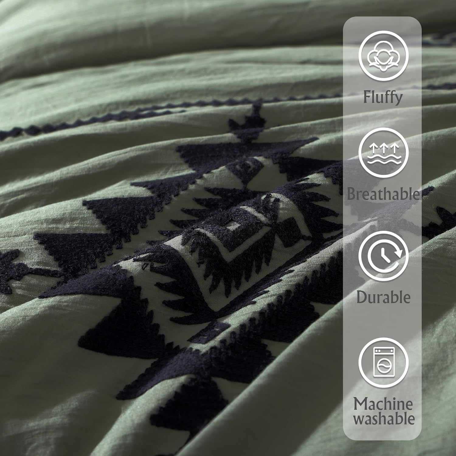 MaiRêve Embroidery Comforter Sets King Size Olive Green - 7 Pieces, Farmhouse Western Bedding Comforter Set, All Season Bed in A Bag King with Sheets, Comforters, Pillowcases & Shams