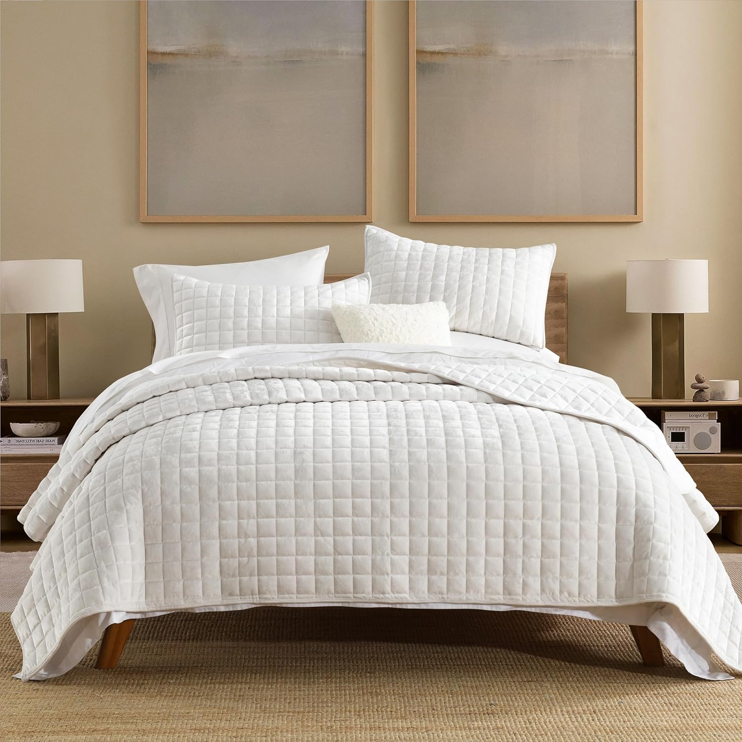 Secgo Queen Comforter Set for Bed - 100% Cotton Quilts Queen Size, Green, Sage Bedspreads (90 * 98 Inch) with 2 Pillow Shams, Patchwork Reversible Lightweight Bedding