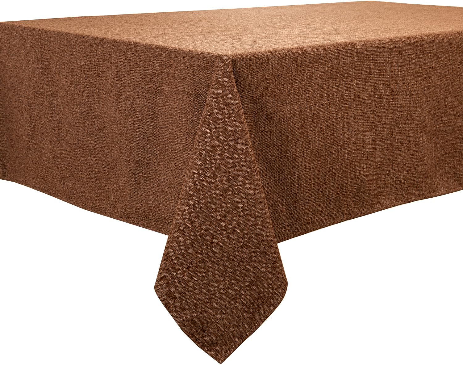 BALCONY & FALCON Rectangle Tablecloth Washable Wrinkle Resistant and Water Proof Table Cloth Decorative Linen Fabric Tablecloths for Dining Parties Kitchen Wedding and Outdoor Use(Brown, 57x118)