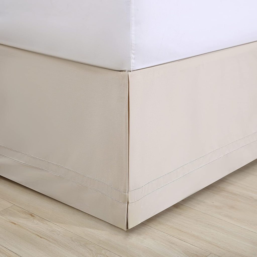 Tommy Bahama Bedskirt Tailored Solid Cotton Bedding, Designer Home Décor, King, Beige