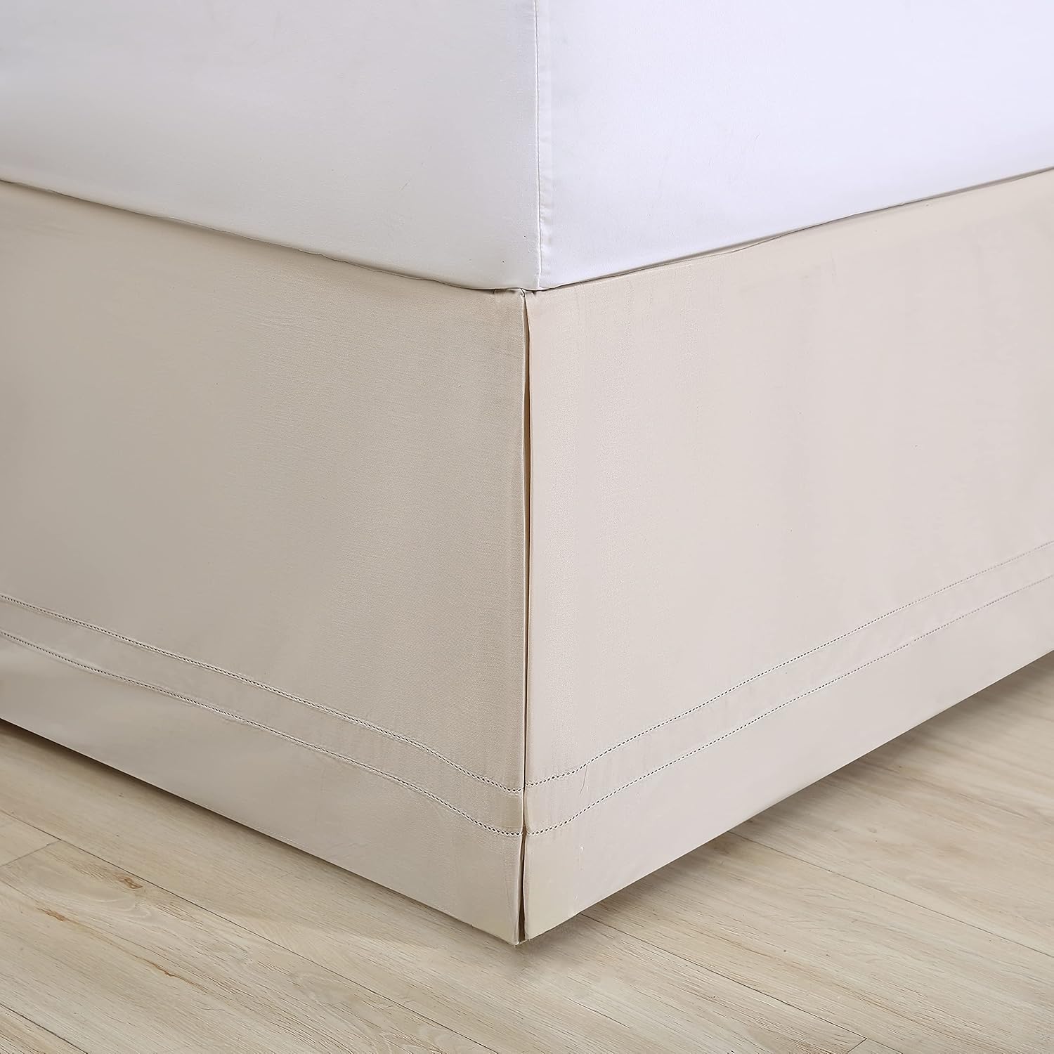 Tommy Bahama Bedskirt Tailored Solid Cotton Bedding, Designer Home Décor, King, Beige