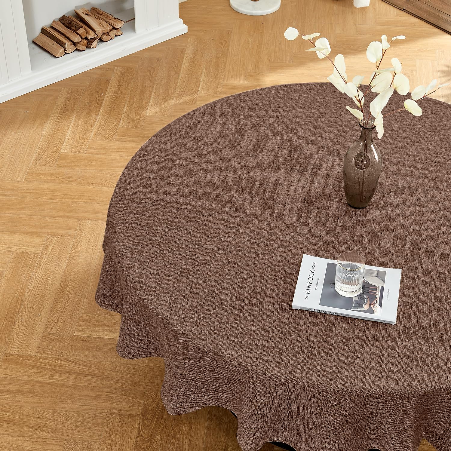 BALCONY & FALCON Rectangle Tablecloth Washable Wrinkle Resistant and Water Proof Table Cloth Decorative Linen Fabric Tablecloths for Dining Parties Kitchen Wedding and Outdoor Use(Brown, 57x118)