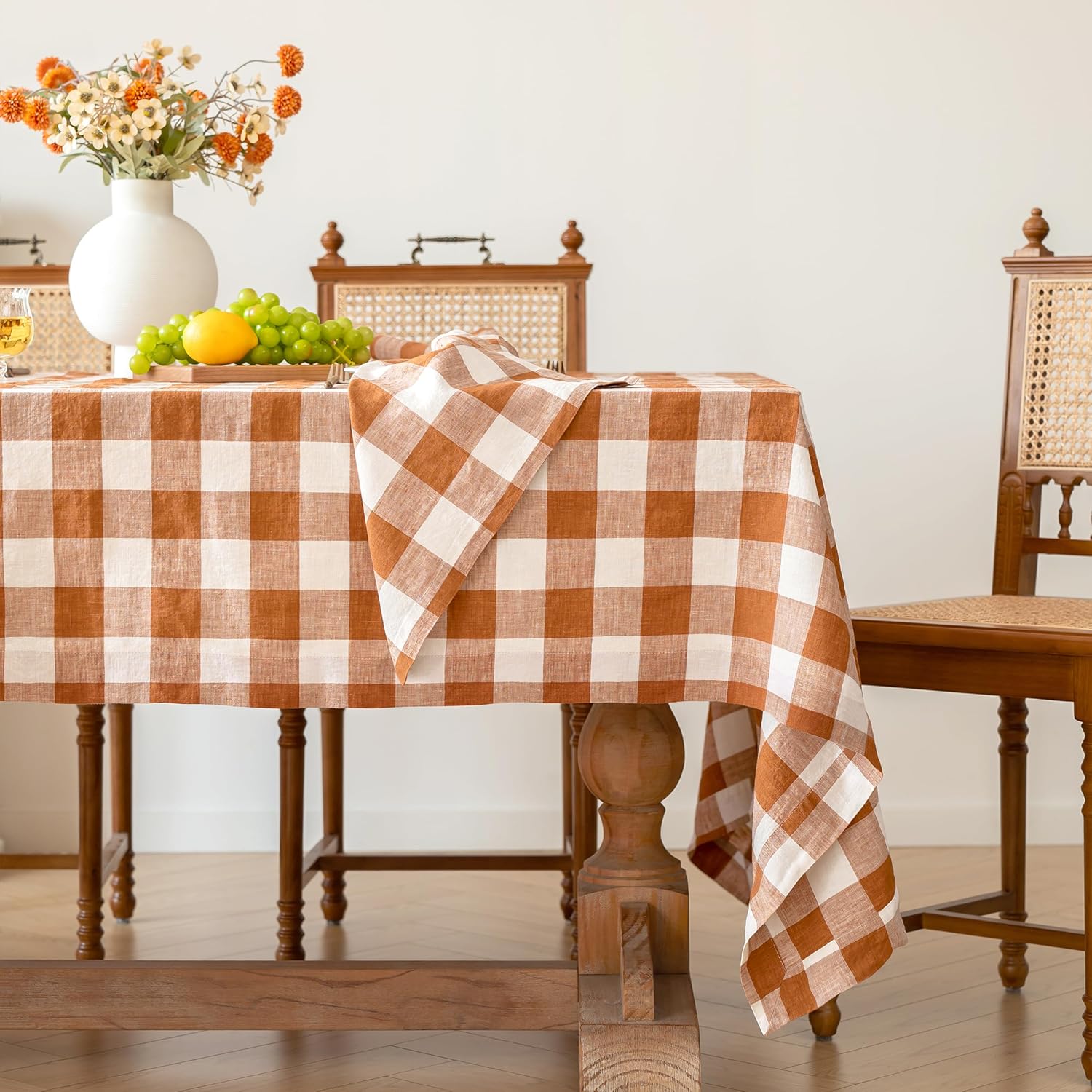 Linen World Linen Tablecloth,100% French Linen Round Tablecloth 60" Inch,Washable Natural Tablecloth for Dining,Outdoor,Weddings and Restaurants,Decorative Thanksgiving Christmas